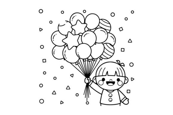 Download Child Holding Colorful Balloons Vector I - Premium Resources