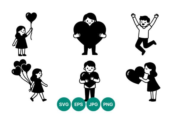 Download Kids Holding Heart Balloon Vector - Premium Bundle