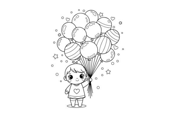 Download Child Holding Colorful Balloons Vector I - Premium Resources