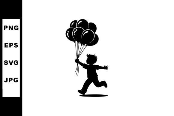 Download Child Silhouette Running with Balloons B - Premium Bundle
