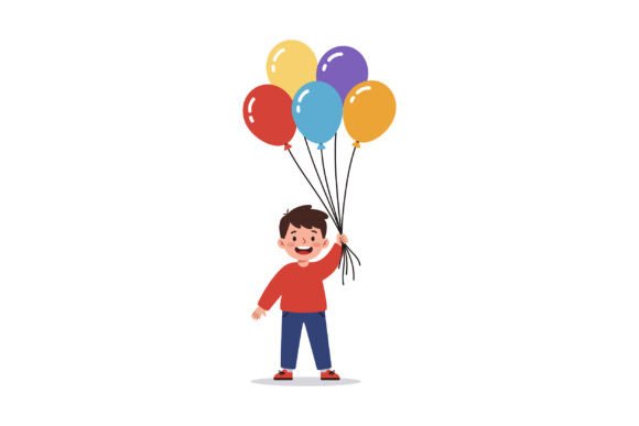 Download Happy Child Holding Colorful Balloons in - Premium Resources